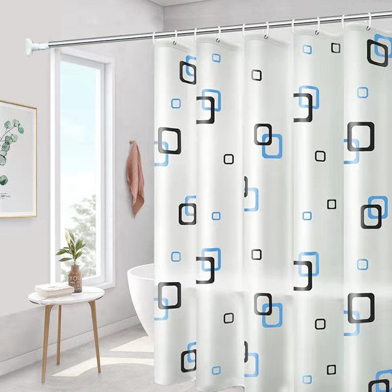 Shower Curtain for Bathroom, PEVA Waterproof Anti-Mould Proof Resistant | Quick-Drying | Washable Bathroom Curtain with 12 Pcs Curtain Hooks,80 x 180 cm (71 x 71 Inch) (Small Grid, 180*180)