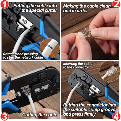 SPEEDWOX 6 in 1 Modular Crimping Tool Electriduct Dual-Modular Network Crimping Tool Cable Crimper Wire Stripper Wire Cutter for Phone Cable RJ11-6P6C 6P4C 6P2C Network Cable RJ45-8P8C - Image 3