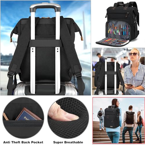 crochet backpackknitting bag backpack yarn storage organizer travel crochet bag with usb charging portyarn tote bag yarn holder case for knitting needles crochet hookscrochet accessoriesblack