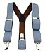 TigerTie Unisex Hosenträger in Y-Form mit 3 extra starken Clips - Farbe in taubenblau braun gepunktet - hochwertige Verarbeitung - Breite 35 mm