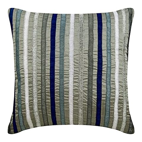 The HomeCentric Azul Fundas para Cojines 65 x 65 cm, Seda de Arte Fundas para Cojines, Azul Fundas para Cojines - Blue Movements Cover