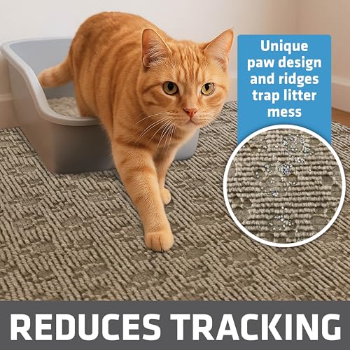 Image of Drymate Cat Litter Box Mat, Litter Trapping Mat, Waterproof, Urine-Proof, Absorbent, Machine Washable, Soft on Paws, Contains Mess, Protects Floors, Kitten Supplies, Tan, 28x36 XL