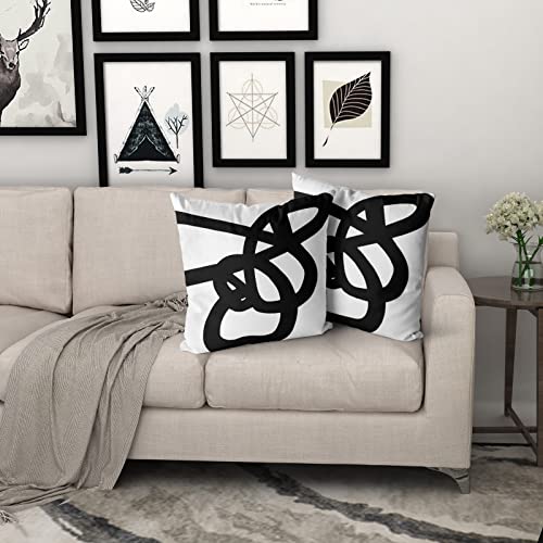 Kawani Black And White Pillow Covers 18X18 In Abstract Modern Graffiti Art Line Decorative Couch Pillow Cases With Zipper Set Of 2 Boho Home Decor For Living Room Bedroom Bed Cushion Outdoor #TOP5