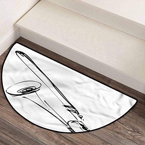 Trombone Luxury Half-Round Carpets Ergonomical Brass Musical Instrument 44\" L x 22\" W