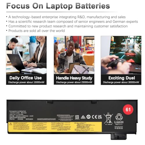 KXRSII 24Wh 61 01AV422 01AV423 01AV424 Laptop Akku Ersatz für Lenovo ThinkPad T570 T580 T470 T480 P51S P52S TP25 A475 A485 01AV452 01AV490 SB10K97579 SB10K97580 SB10K97581 SB10K97597