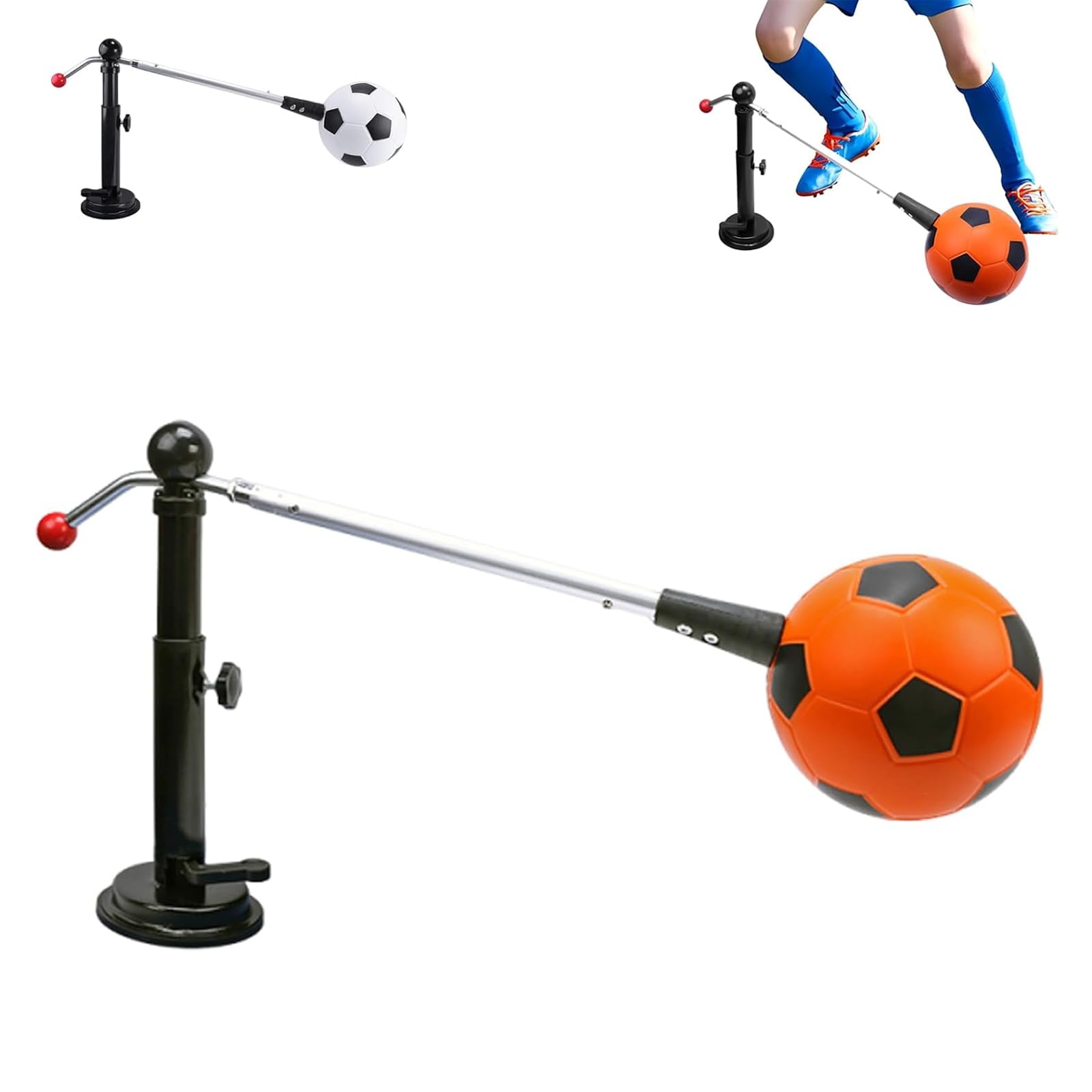 Trenażer do piłki nożnej obracany o 360°, żelazny PU, 42 cm | Sprzęt do treningu zwinności solo, niezależna kontrola piłki do użytku na zewnątrz w ogrodzie przydomowym