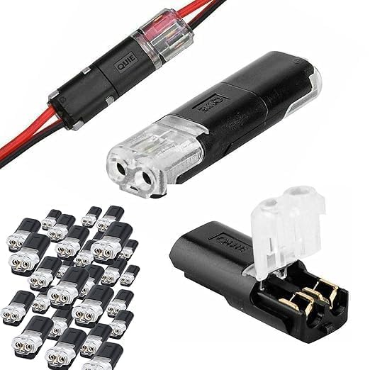 Quick Wire Connector 2 Pin (Pack of 10) – Solderless Cable Splice Connector | LED Strip, Automotive & Electrical Wiring | Compact Snap Lock Terminal (Black)-image-27