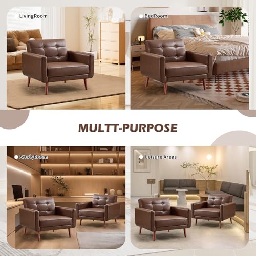 Sillón Plegable Marrón de Cuero Retro miniatura 6