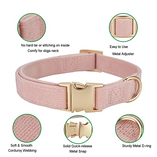 YUDOTE Ultraweiches Hundehalsband natürliche Baumwolle Cord für Kleine Hunde mit empfindlicher Haut,Staubiges Rosa