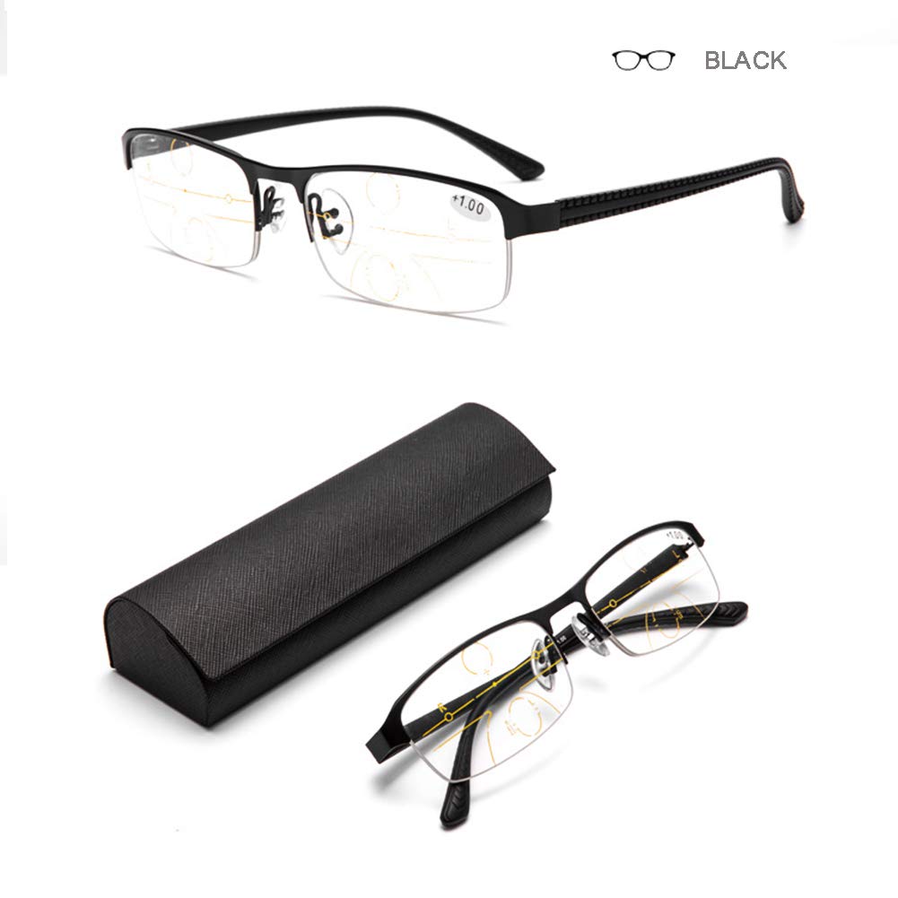 Herren-Lesebrille Classic mit ultraleichtem Halbrand-Metallrahmen, photochromen Brillen, multifokalen Dioptrien-Gleitsichtgläsern, Sonnenbrillen für den Innen- und Außenbereich, Comfort Readers