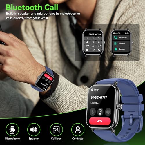 Image of Smart Watch for Men Women, 1.85 inch HD Fitness Tracker with Bluetooth Calls, 5 ATM Waterproof, 130+ Sport Modes, 24 /7 Heart Rate /Sleep Monitor, Pedometer, Calories, Smartwatch for Android iOS