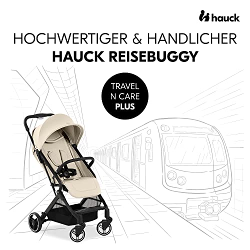 hauck Travel N Care Plus, Vanilla - Reisebuggy für Kinder ab Geburt bis 22 kg mit Liegefunktion & Kopfposter - Leicht (7,2 kg) & Einhändig Faltbar - Selbststehend - UPF 50+ & Netzfenster