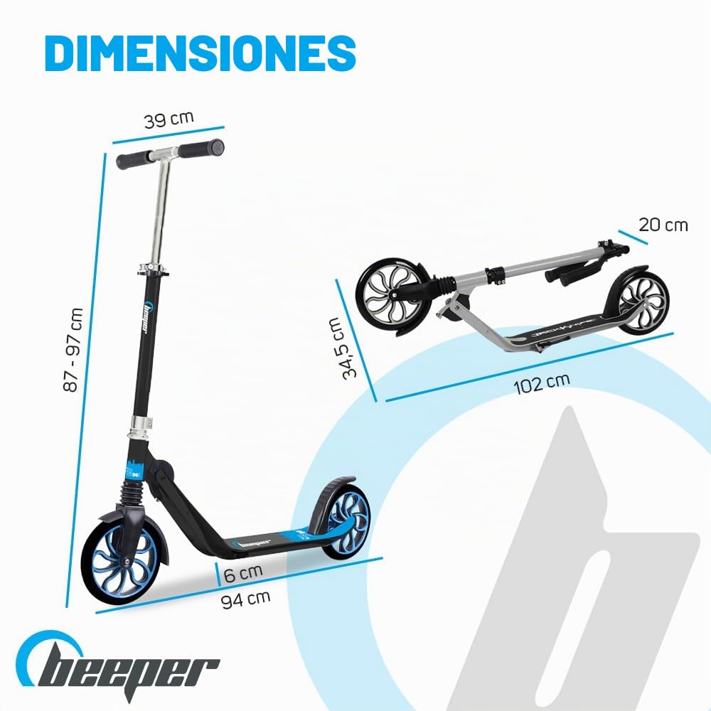 Beeper City Scoot - Patinete para Adolescentes y Adultos, Ruedas de 8 Pulgadas, suspensión Delantera