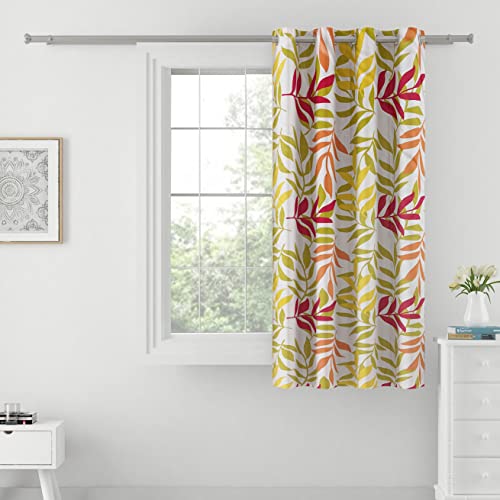 Image of Swayam 90% Blackout Polyester Window Curtain for Living Room & Bedroom | 5 Feet | Room Darkening Curtain with Eyelets | Pack of 1 | Leaf Design - Green