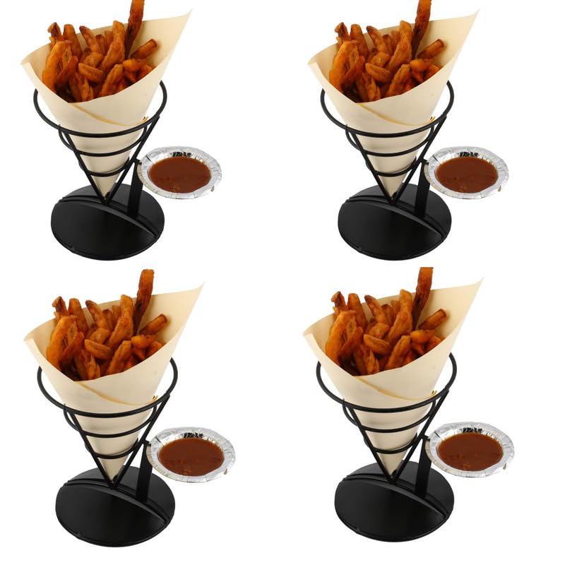 French Fries Cone Snacks Display Stand Fries Basket French Fries Stands Fish and Chips Basket Holder Snack Appetizer Serving Rack for French Fries Ice Cream Pack of 4