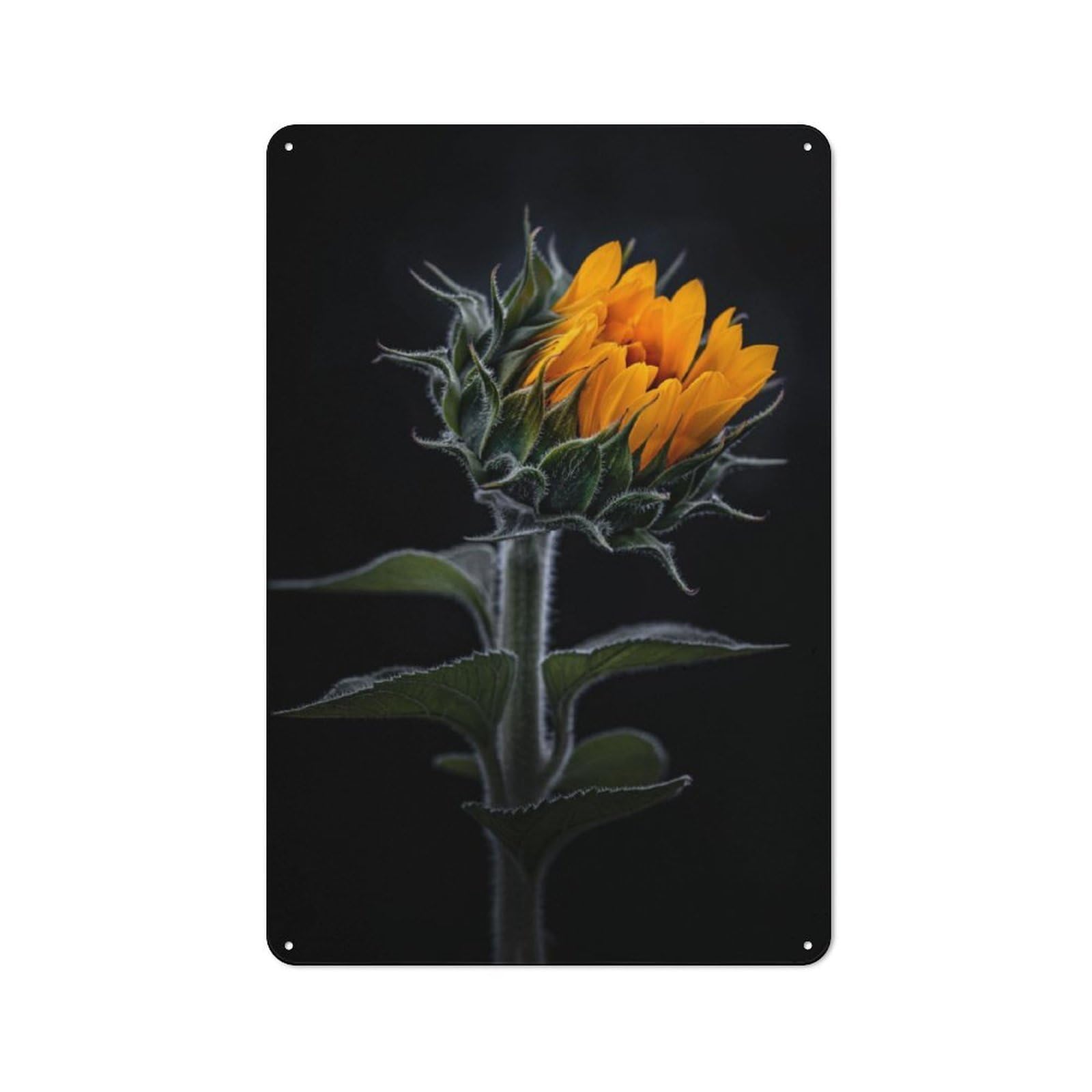Junmoney Dark Sunflower Printed Metal Sign 30X20cm For Pub Or Café, With Clear Industrial Wall Decor Character
