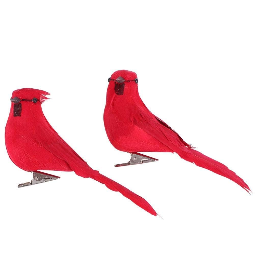 HERCHR 10 Pezzi Cardinali rossi artificiali con clip, 5,31 pollici Mini ornamenti natalizi a forma di cardinale con clip