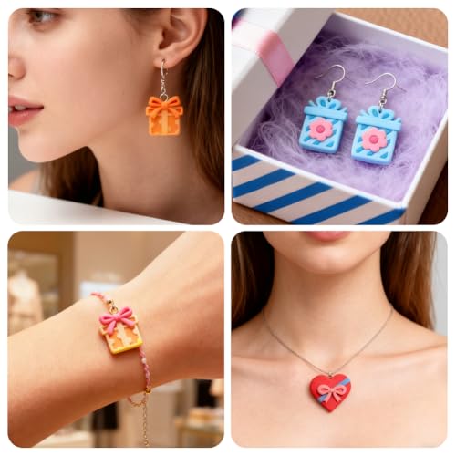 Image of ORIGACH 22 Pcs Gift Box Polymer Clay Cutters Set Bow Star Heart Rectangle Shapes Earring Clay Cutter DIY Craft Supplies for Earring and Jewelry Making