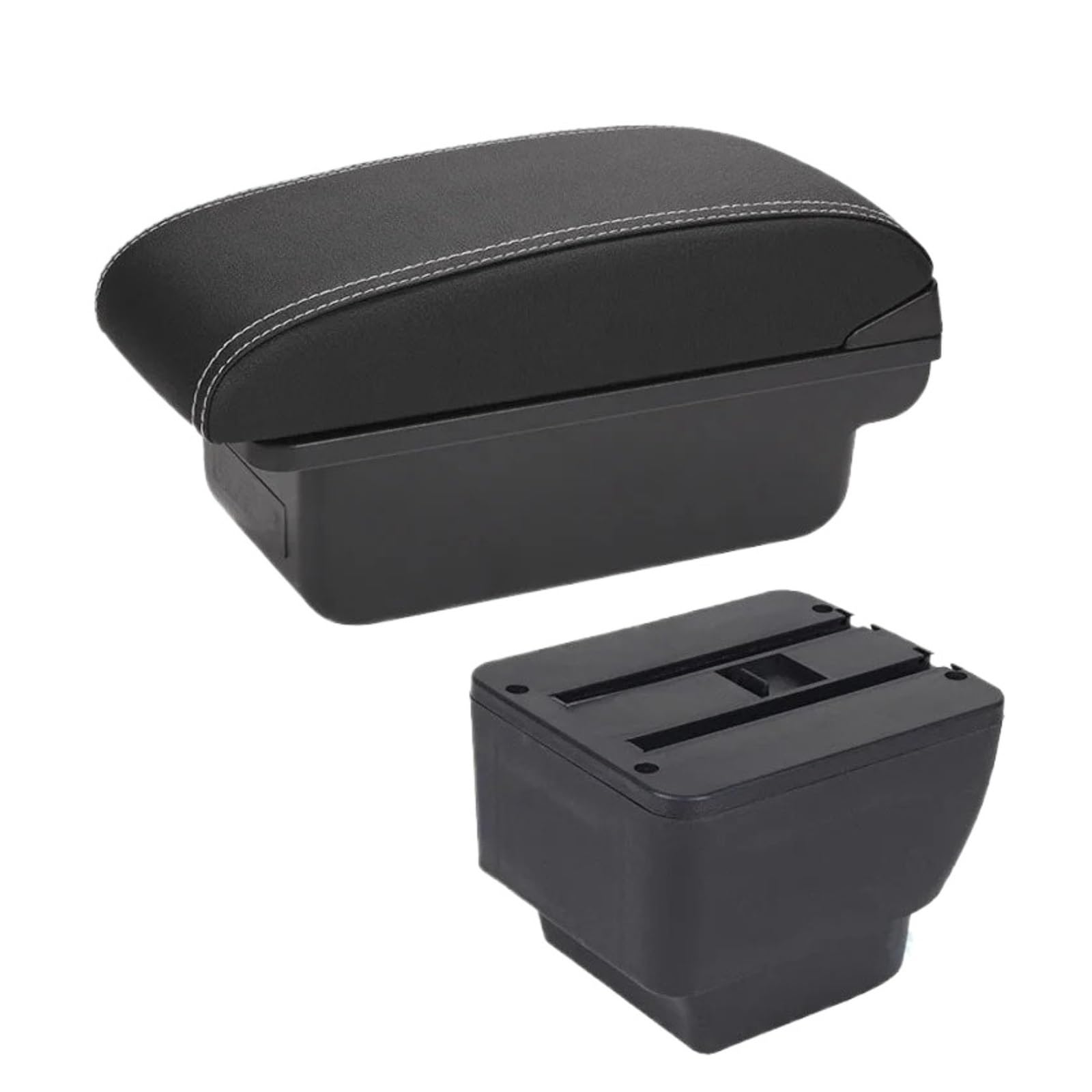 UMDJJU For MAZDA 2 For Demio Armrest Car Box Retrofit Parts Storage Accessories Interior Details Car Centre Console Armrest Box(C3 Black white NOUSB)