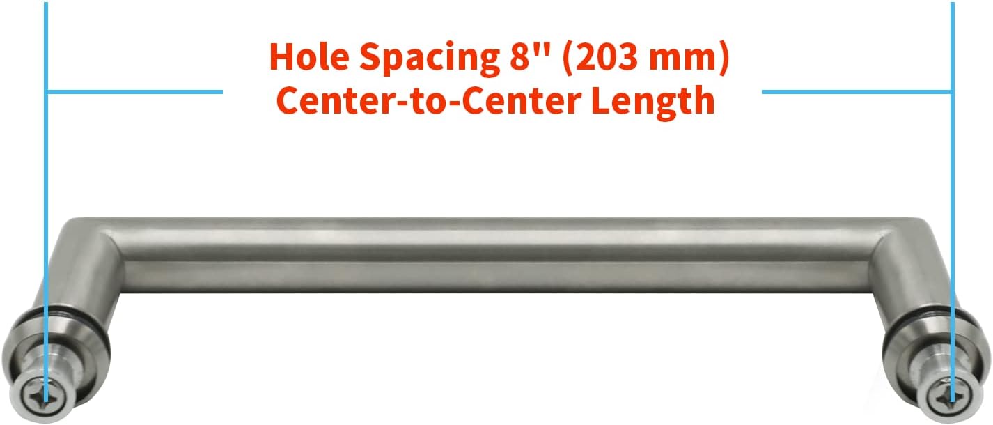 CKB 8" Shower Door Pull Handle, Back to Back Shower Door Handle Compatible with 1/3" to 1/2" Glass Thick, Brushed Nickel with 304 Stainless Steel