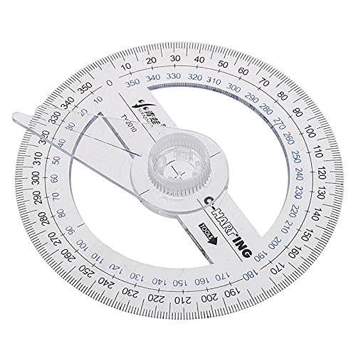 360 Degree Protractor with Swing Arm, 5 Stück, Winkelmesser, Kunststoff-Winkelmesser, mathematische Winkelmesser, transparentes Winkelmesser-Lineal, Zeichenwerkzeuge, Kreis-Winkelmesser für Geometrie