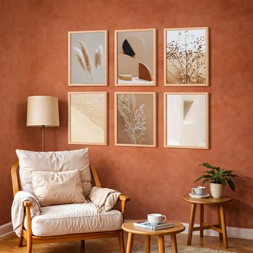 Image of NoWorries Aesthetic Wall Frames | Set of 6 Multicolor Modern Nature-Themed Art Prints | | Framed Posters for Home Decoration, Living Room & Bedroom | Contemporary Wall Art (10x13inches Multicolor) (ART-6)