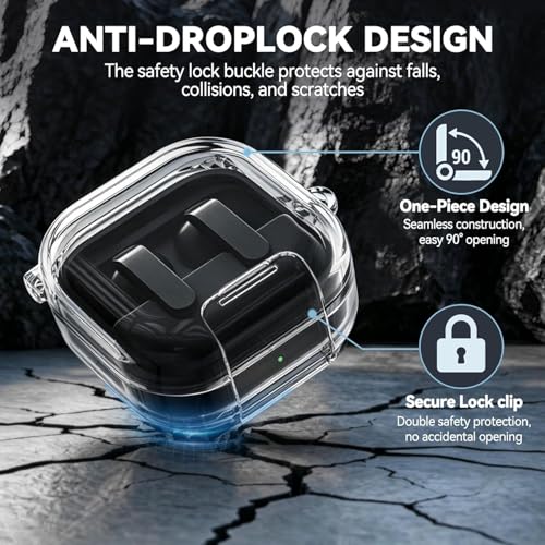 Image of Meyaar for Samsung Galaxy Buds 4 Pro /Buds 4 Case 2026,Military-Grade Shockproof, Soft TPU Highly Transparent Anti-Yellowing with Cleaning Kit (Lock (Transparent))