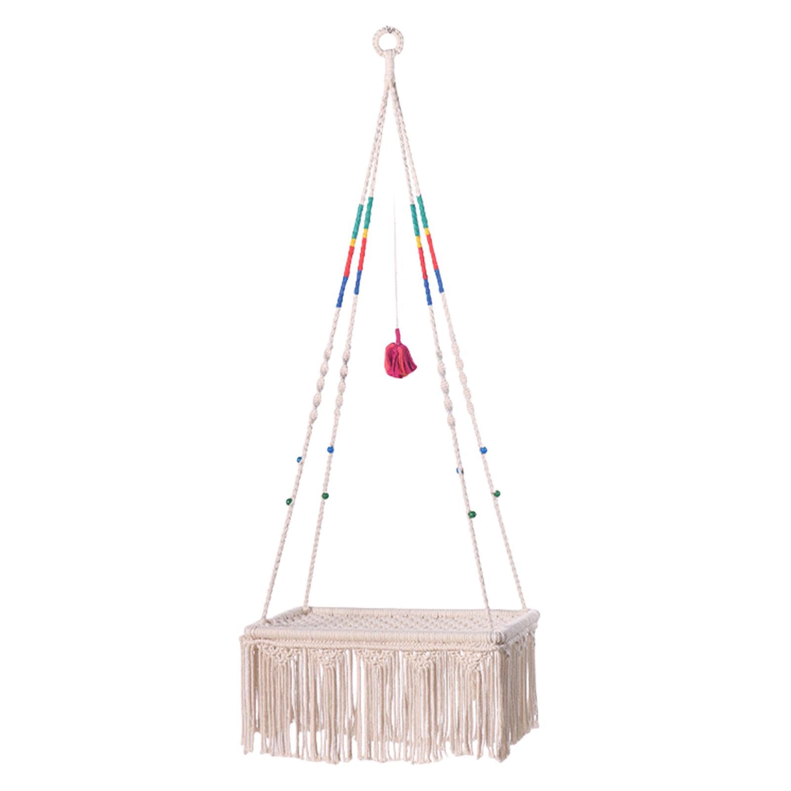 Macrame Hammock Swing Bed for Cats - Wall Mounted Macrame Cat Swing | Macrame Cat Hammock, Boho Cat Swing, Boho Cat Bed Swing for Indoor and Outdoor Cat, Kitten
