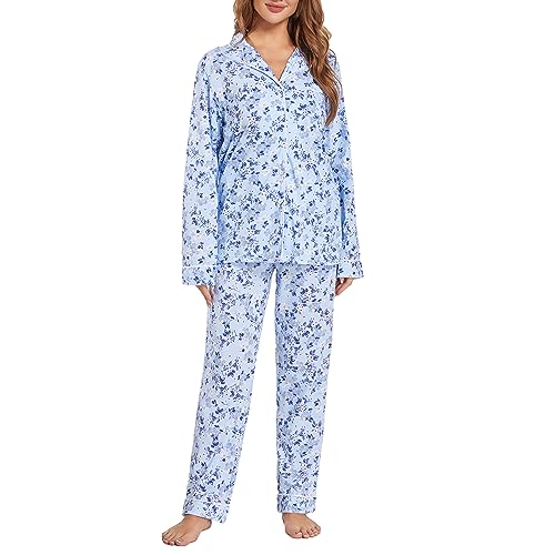 Image of Tugege Pajamas Set Long Sleeve Sleepwear Womens Button Down Nightwear Pj Sets