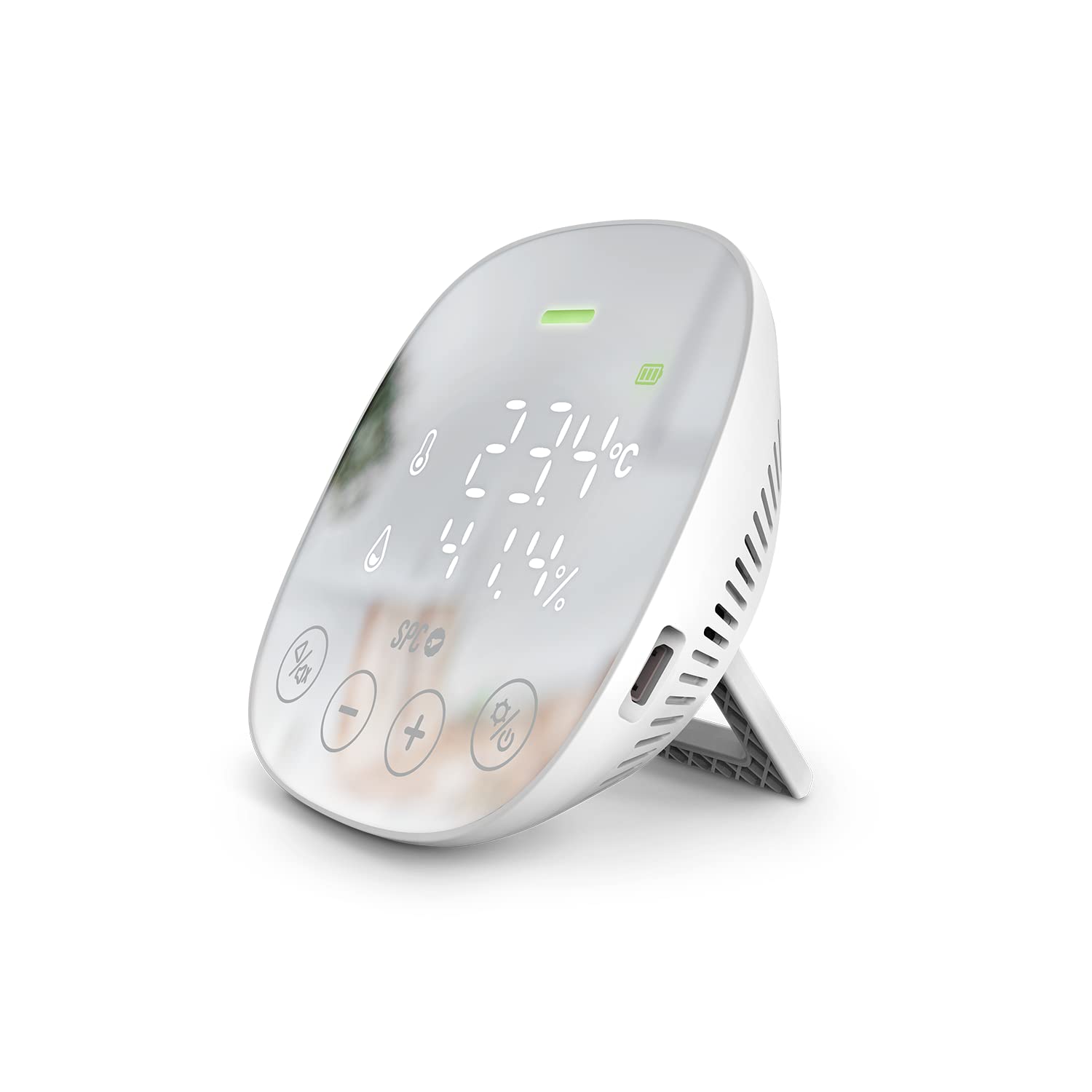 SPC CO2 AIR QUALITY MONITOR - Medidor de CO2, mide la calidad del aire, temperatura y humedad, gran batería y autonomía de hasta 10 horas, Blanco