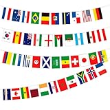 42 Länder Flaggen Wimpelkette Für Fußball Wm 2026, Fussball Wm 2026 Flaggen Girlande 15m 14x21cm Beidseitig Bedruckt Banner, Weltmeisterschaft Deko Für Garten Bar Public Viewing Fanparty