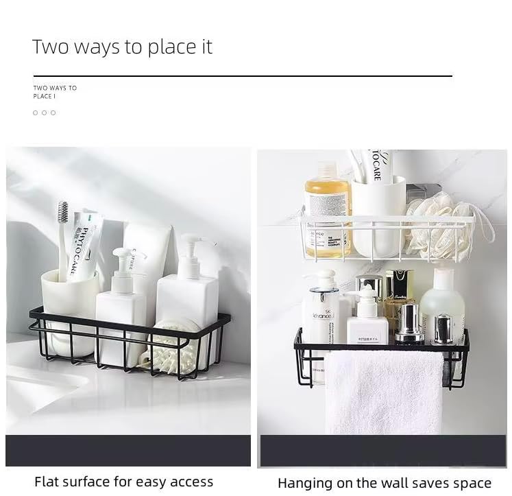 Smart Saver Shower Caddy with Hand Towel Bar, No Drill Wall Mount Adhesive Shower Shelves for Inside Shower,Black Rustproof Premium Shower Organizer for Bathroom,Kitchen wall 4