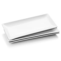 WishDeco Set di 3 Piatti da Portata Rettangolari in Porcellana 36x15 cm