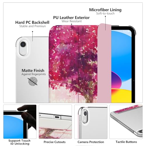Image of MoKo for iPad (A16) 11th Generation Case 11 Inch 2025,iPad 10th Generation Case 10.9 Inch 2022,Slim Stand Hard PC Translucent Back Shell Smart Cover,Support Touch ID,Auto Wake /Sleep,Watercolor Scenery