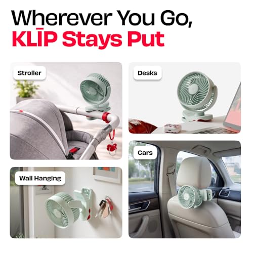 Image of NUUK KLĪP Rechargeable Clip Fan | 3000mAh Battery | Up to 8 hrs Runtime | Super - silent BLDC Motor | 4 Speed Modes | 360 Manual Head Rotation | Strong 0-55mm Clamp | Type-C Charging