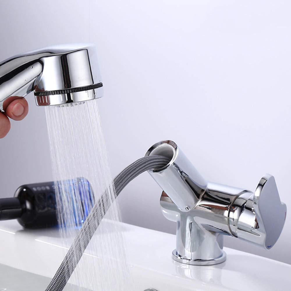 Robinet évier salle de bain monotrou avec levier ajustable en laiton durable
