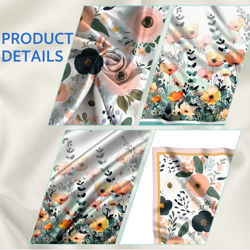 2PC Scarf Silk Feeling Square Satin Headwear Hair Scarf Wrap 27.5 Inches Bandana Aesthetic Cute Decoration Women Girls3