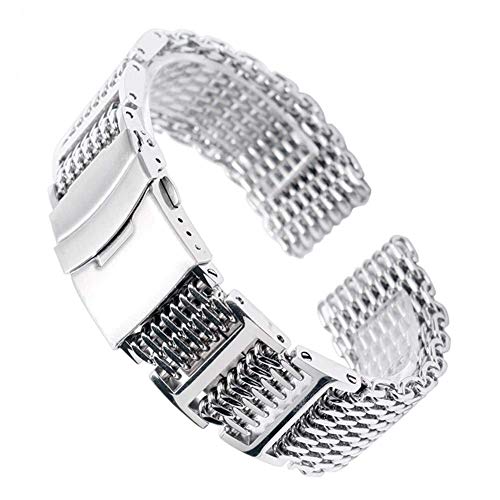 Sangle de montre en acier inoxydable argent 20 22 24 mm avec boucle déployante de sécurité
