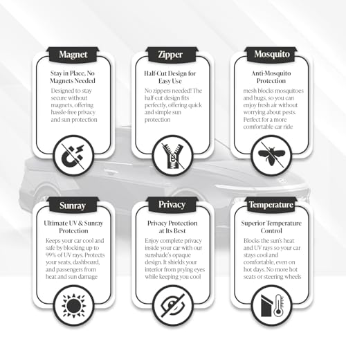 Image of Autofact Car Sunshades for Honda Amaze (2018 to 2024), UV Protection, Useful Car Accessories, Custom fit Sun Shades for Side Windows, Set of 4