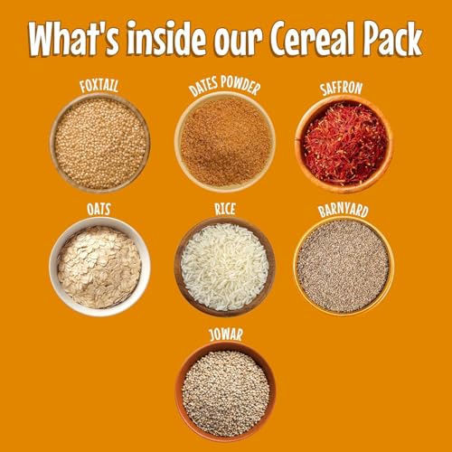 Image of Bebe Burp No Added Sugar Instant Cereal | Multi Millet with Saffron | No Preservatives No Salt | Lightly Sweetened with Date Powder | Made with Multigrain Millets, Jowar, Rice 200g