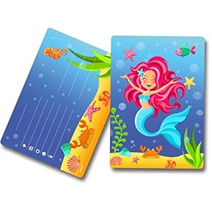 Folat 65218 – Zeemeermin Uitnodigingen – 8 stuks,Meerkleuren