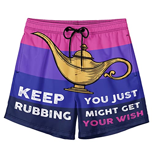 Keep Rubbing - Men Custom Swim Trunks, Gift For Men, Summer Party Gift (Purple, M (30-34")) #TOP1