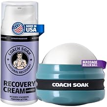 Coach Soak Massage Roller Ball & Magnesium Cream Bundle Natural Recovery Lotion with Magnesium Chloride, Menthol & Lavender 3.4oz Paired with Hot & Cold Stainless Steel Cryo Ball for Muscle Relief