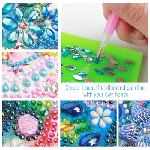 Image of 5D Special Shape Diamond Art Kits for Beginners, Diamond Painting Kits for Adults, Crystal Rhinestones Diamond Painting for Home Wall Decoration Gift 12x12 inch /30x30 cm, Butterfly and White Rose