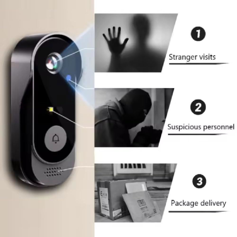 GUSHE Caméra sans Fil pour Sonnette: résolution 1080P, Angle de Vision de 170°, écran de 4,3 Pouces, Indice d'étanchéité IPX65 pour extérieur, Fonction de Vision Nocturne, X8 Sonnette avec Camera