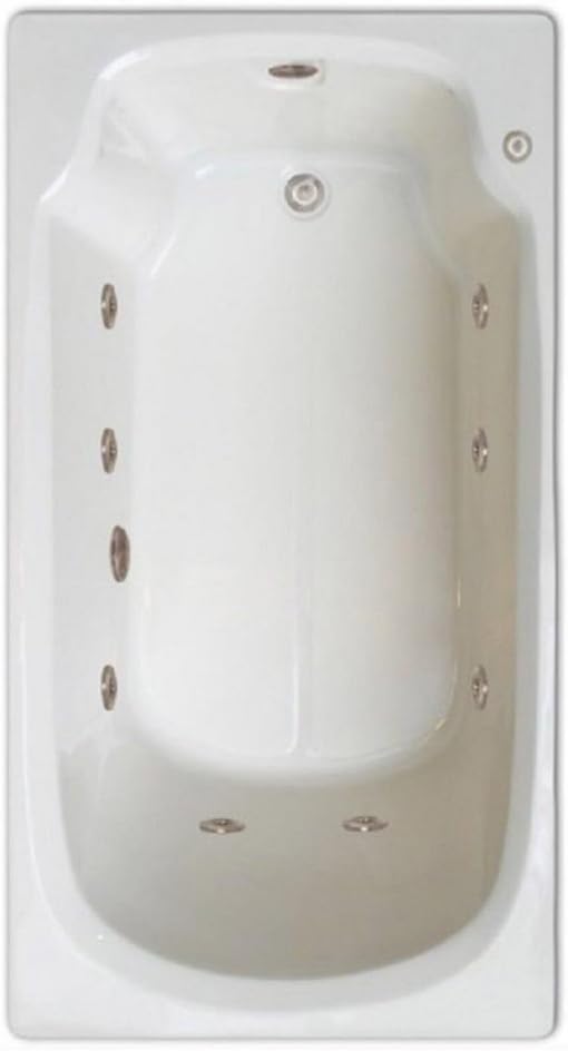 Signature Bath LPI13-W-RD Drop-In Whirlpool Bathtub with Stainless Jets - Right Drain, White