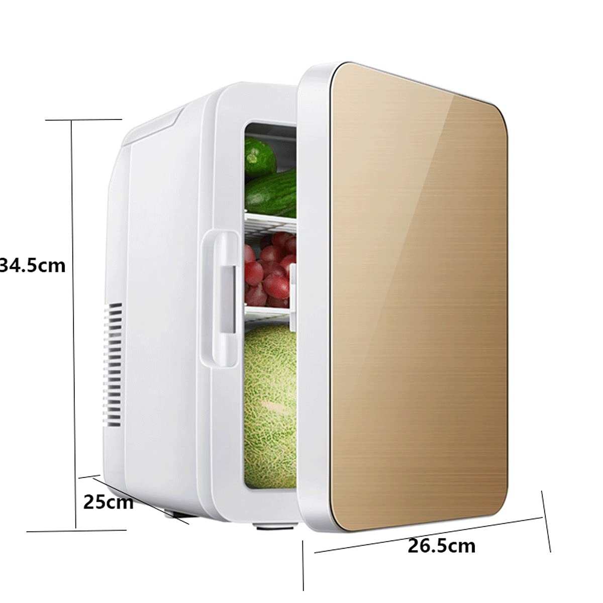 Mini refrigerador para coche de 12 litros, portátil, termoeléctrico, ideal para el hogar y viajes (color: dorado, tamaño: 12 V, 110 V y 220 V)