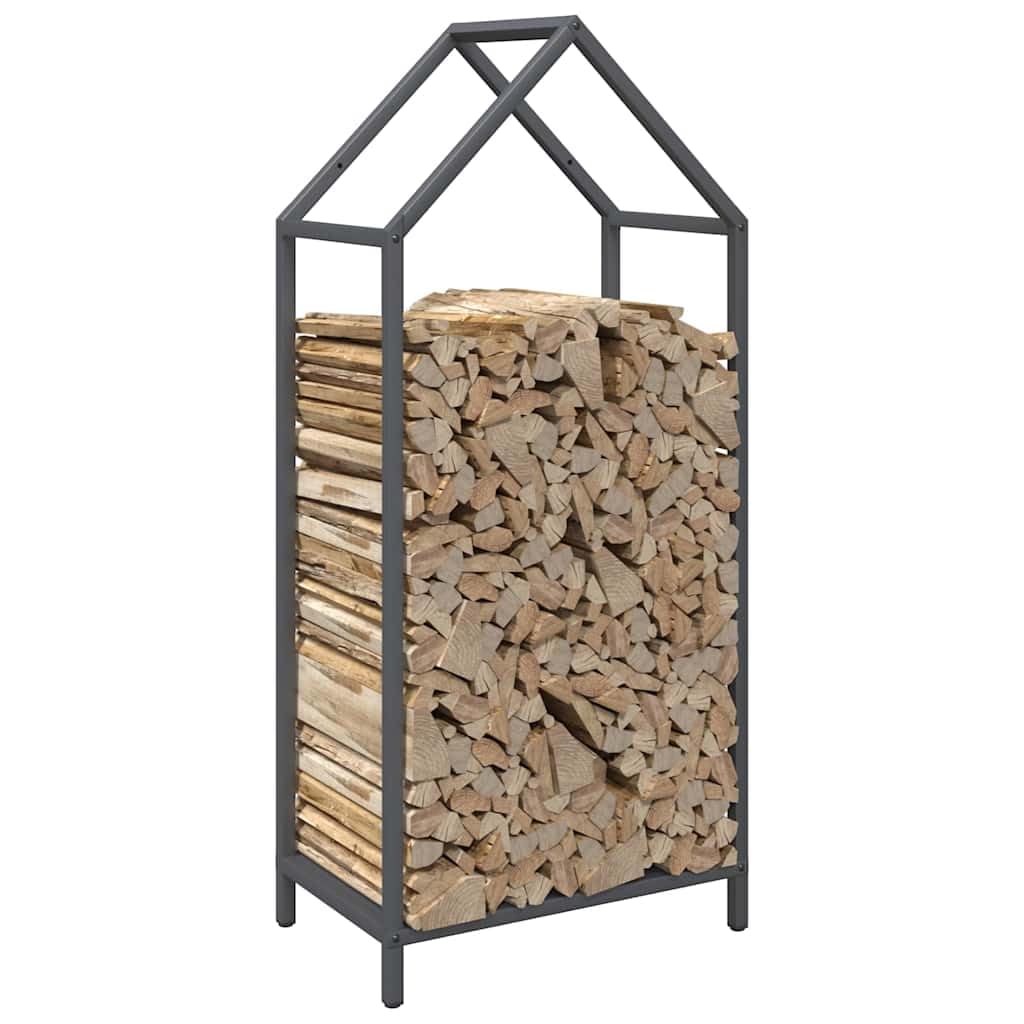Estantería para leña antracita de acero laminado en frío, 40 x 25 x 90 cm, con 100 kg de capacidad de carga, soporte para leña para interior y exterior, almacenamiento de leña y leña en el
