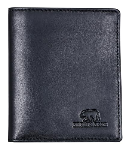BROWN BEAR Geldbörse klein Leder Schwarz RFID-Schutz mit Münzfach - Echtleder Portemonnaie extra flach für Herren & Damen - Mini Geldbeutel für mindestens 8 Karten - BB Slim Wallet SLCP 8005 BK BROWN BEAR Geldbörse klein Leder Schwarz RFID-Schutz mit Münzfach - Echtleder Portemonnaie extra flach für Herren & Damen - Mini Geldbeutel für mindestens 8 Karten - BB Slim Wallet SLCP 8005 BK