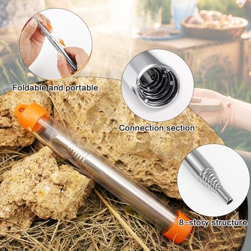 Eowppue 4 Pcs Telescopic Blowing Tube - Blow Fire Tube Stainlesssteel, Blowing Air into Fire, Increase Fire Intensity, for Outdoor Survival Camping Barbecue Picnic - Image 3